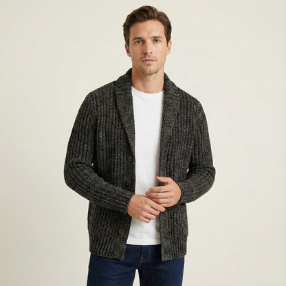 Cárdigan de punto grueso para hombre con cuello tipo chal-Cardigan for men-Casaluzia