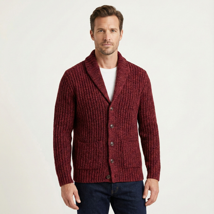Cárdigan de punto grueso para hombre con cuello tipo chal-Cardigan for men-Casaluzia