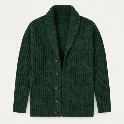 Cárdigan de punto grueso para hombre con cuello tipo chal-Cardigan for men-Casaluzia
