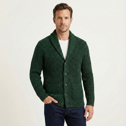Cárdigan de punto grueso para hombre con cuello tipo chal-Cardigan for men-Casaluzia