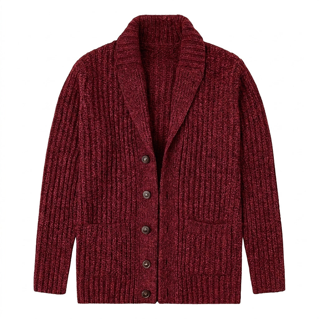 Cárdigan de punto grueso para hombre con cuello tipo chal-Cardigan for men-Casaluzia
