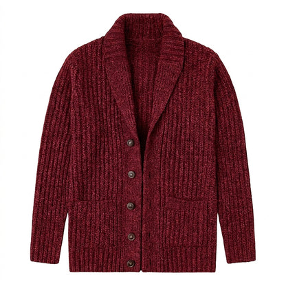 Cárdigan de punto grueso para hombre con cuello tipo chal-Cardigan for men-Casaluzia
