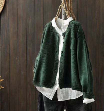 Cárdigan de punto oversize para mujer con botones frontales-Cardigan for women-Casaluzia