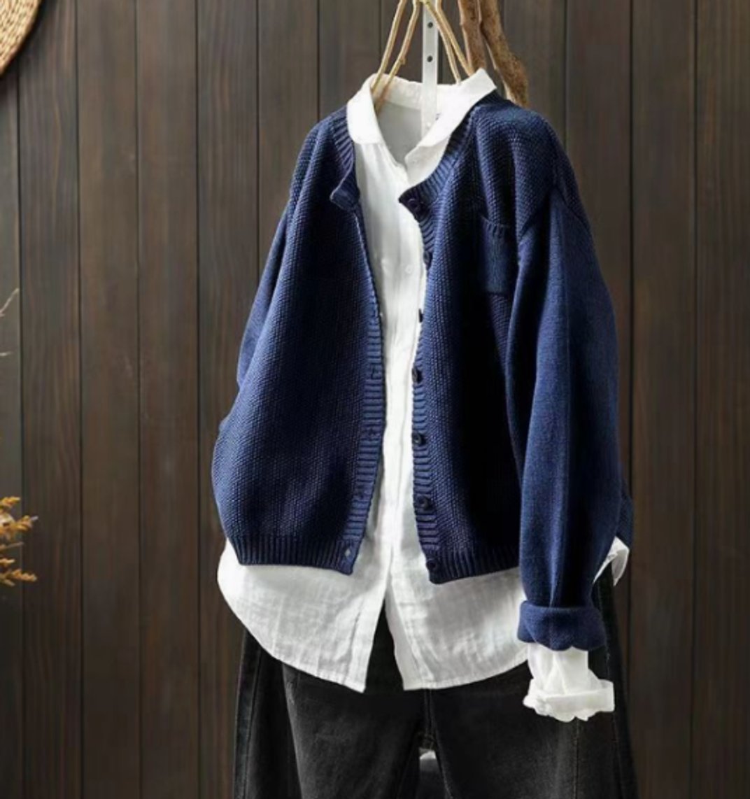 Cárdigan de punto oversize para mujer con botones frontales-Cardigan for women-Casaluzia