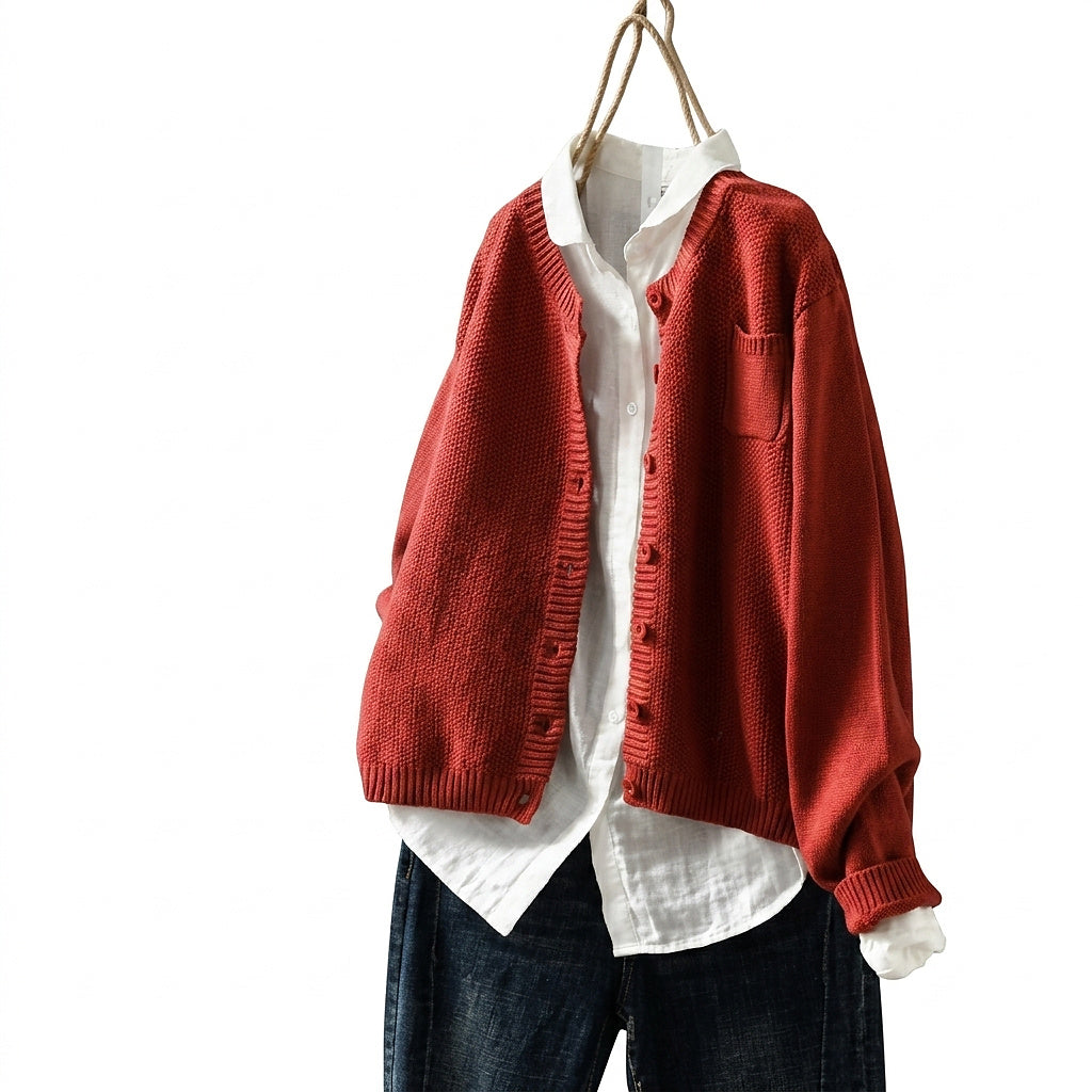 Cárdigan de punto oversize para mujer con botones frontales-Cardigan for women-Casaluzia