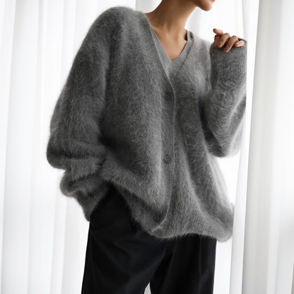 Cárdigan de punto para mujer con cuello en V y botones-Jacket for women-Casaluzia