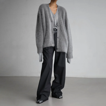 Cárdigan de punto para mujer con cuello en V y botones-Jacket for women-Casaluzia