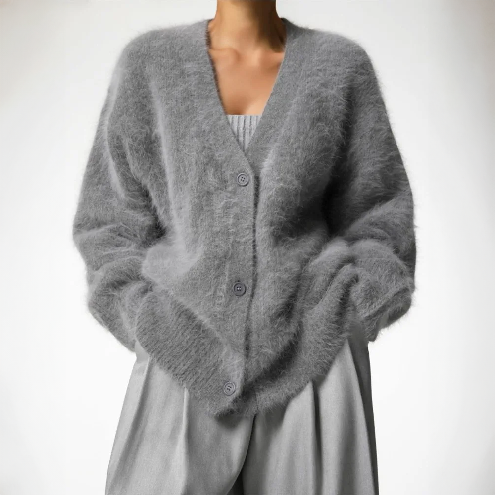 Cárdigan de punto para mujer con cuello en V y botones-Jacket for women-Casaluzia