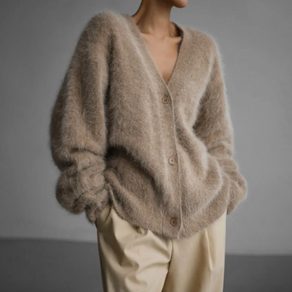 Cárdigan de punto para mujer con cuello en V y botones-Jacket for women-Casaluzia