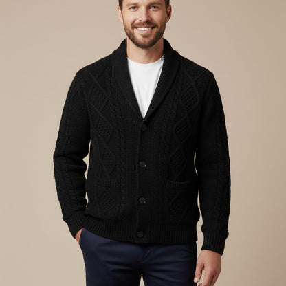 Cárdigan de punto trenzado con cuello de chal para hombre-Cardigan for men-Casaluzia