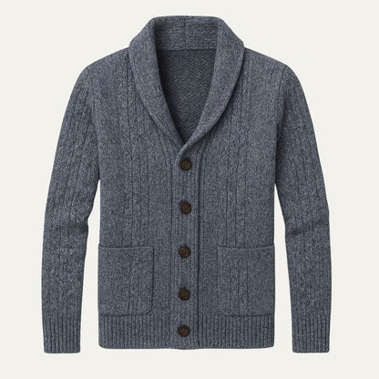 Cárdigan de punto trenzado con cuello de chal para hombre-Cardigan for men-Casaluzia
