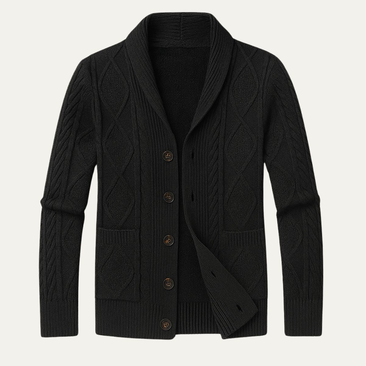 Cárdigan de punto trenzado con cuello de chal para hombre-Cardigan for men-Casaluzia