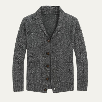 Cárdigan de punto trenzado con cuello de chal para hombre-Cardigan for men-Casaluzia