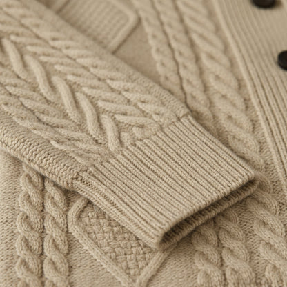 Cárdigan de punto trenzado con cuello de chal para hombre-Cardigan for men-Casaluzia