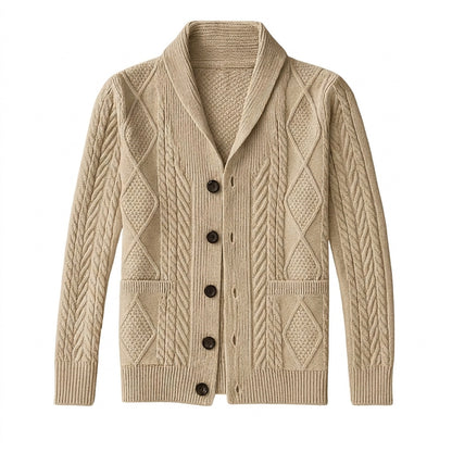 Cárdigan de punto trenzado con cuello de chal para hombre-Cardigan for men-Casaluzia