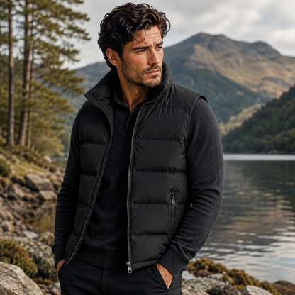 Chaleco acolchado para hombre con bolsillos con cremallera-Vests for men-Casaluzia
