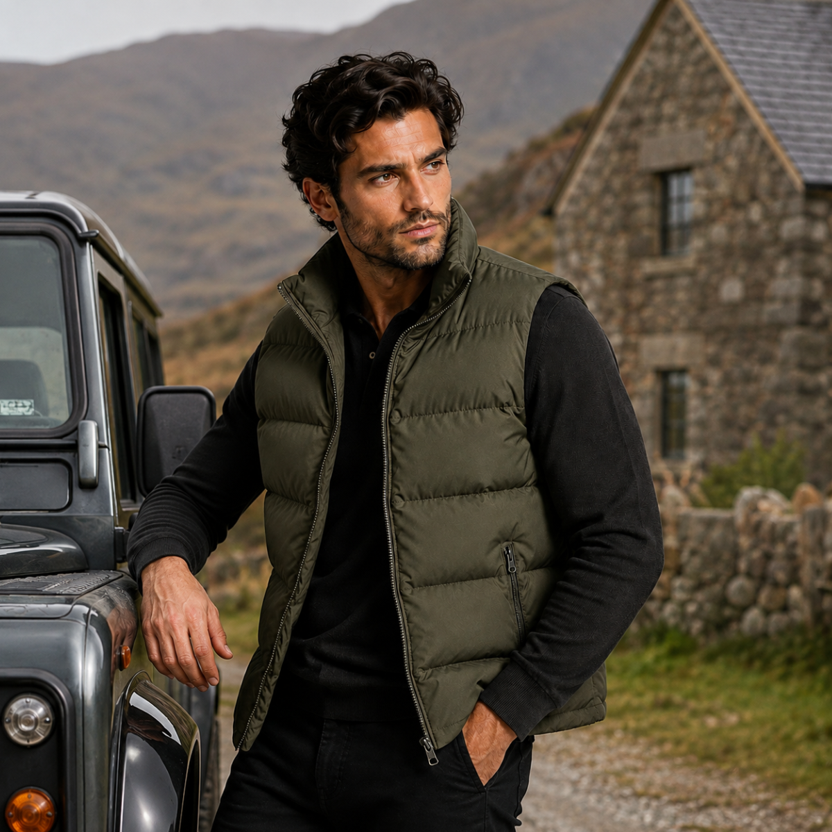 Chaleco acolchado para hombre con bolsillos con cremallera-Vests for men-Casaluzia