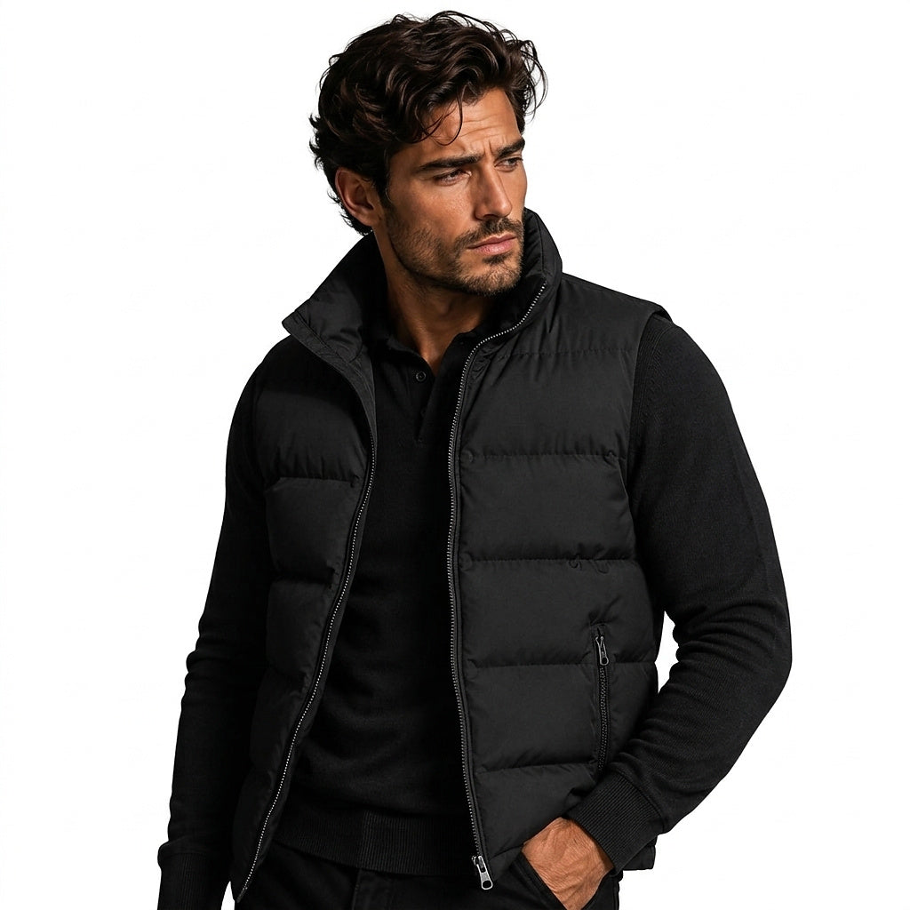 Chaleco acolchado para hombre con bolsillos con cremallera-Vests for men-Casaluzia