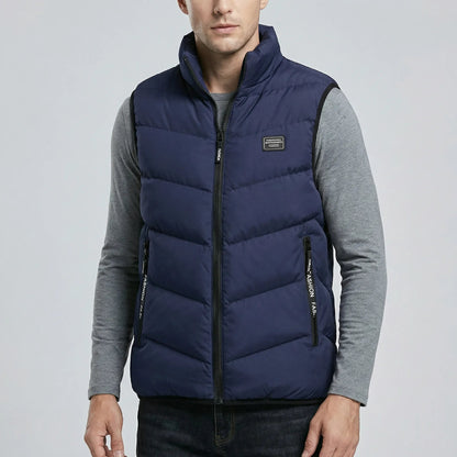 Chaleco acolchado para hombre con cuello alzado y cremallera-Vests for men-Casaluzia
