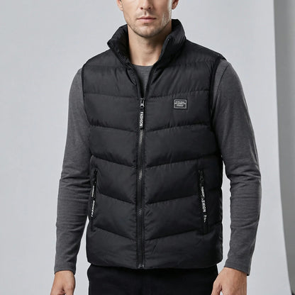 Chaleco acolchado para hombre con cuello alzado y cremallera-Vests for men-Casaluzia