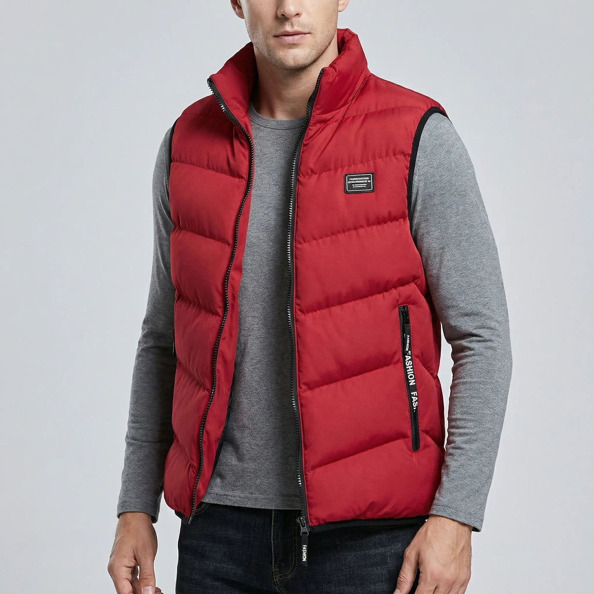 Chaleco acolchado para hombre con cuello alzado y cremallera-Vests for men-Casaluzia