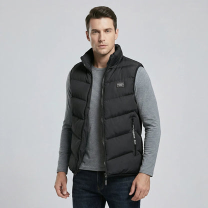 Chaleco acolchado para hombre con cuello alzado y cremallera-Vests for men-Casaluzia