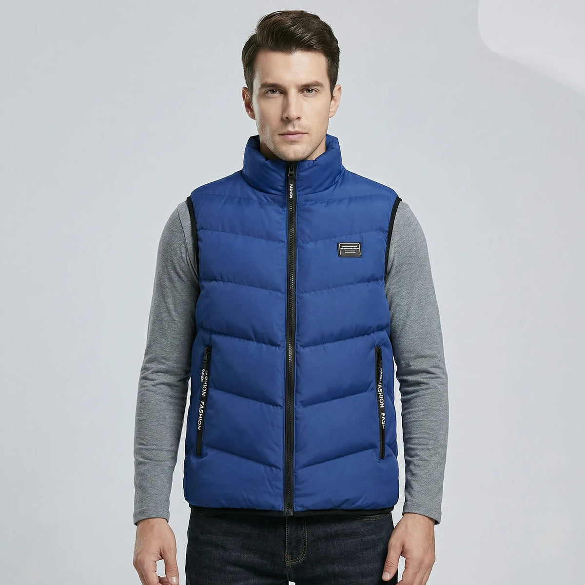 Chaleco acolchado para hombre con cuello alzado y cremallera-Vests for men-Casaluzia
