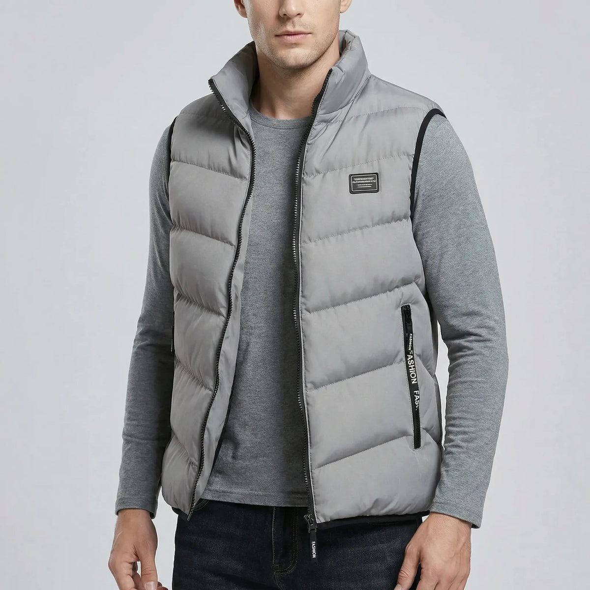 Chaleco acolchado para hombre con cuello alzado y cremallera-Vests for men-Casaluzia
