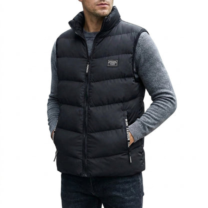 Chaleco acolchado para hombre con cuello alzado y cremallera-Vests for men-Casaluzia