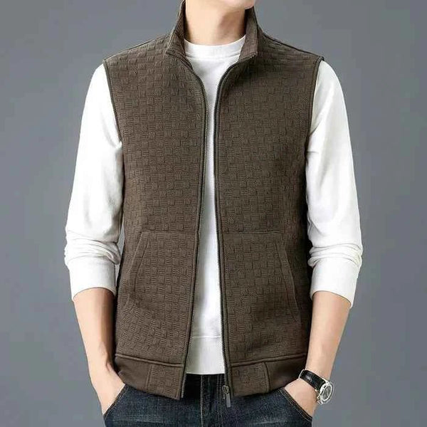 Chaleco sin mangas con cremallera y textura para hombre-Jacket for women-Casaluzia