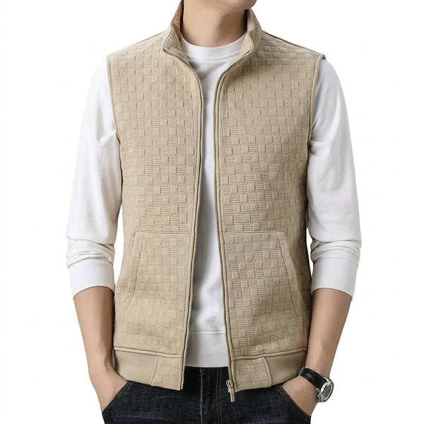 Chaleco sin mangas con cremallera y textura para hombre-Jacket for women-Casaluzia