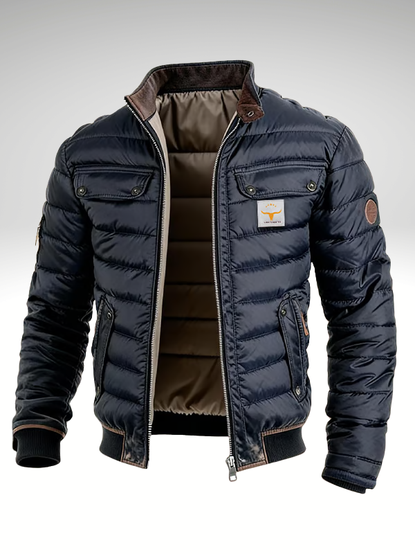 Chaqueta bomber acolchada para hombre con bolsillos con solapa-Jackets for men-Casaluzia