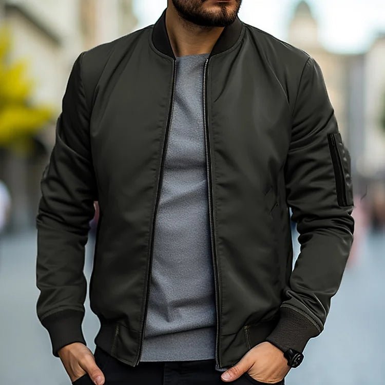 Chaqueta bomber para hombre con bolsillo con cremallera en la manga-Jackets for men-Casaluzia