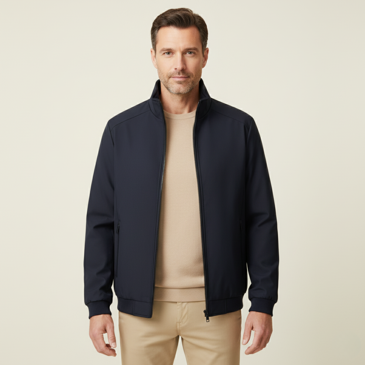 Chaqueta Bomber para Hombre con Cuello Alzado y Forro Polar-Jackets for men-Casaluzia