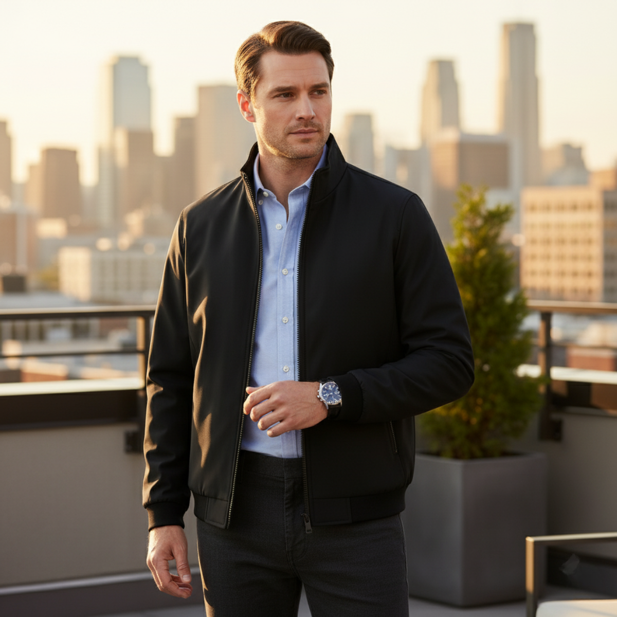 Chaqueta Bomber para Hombre con Cuello Alzado y Forro Polar-Jackets for men-Casaluzia