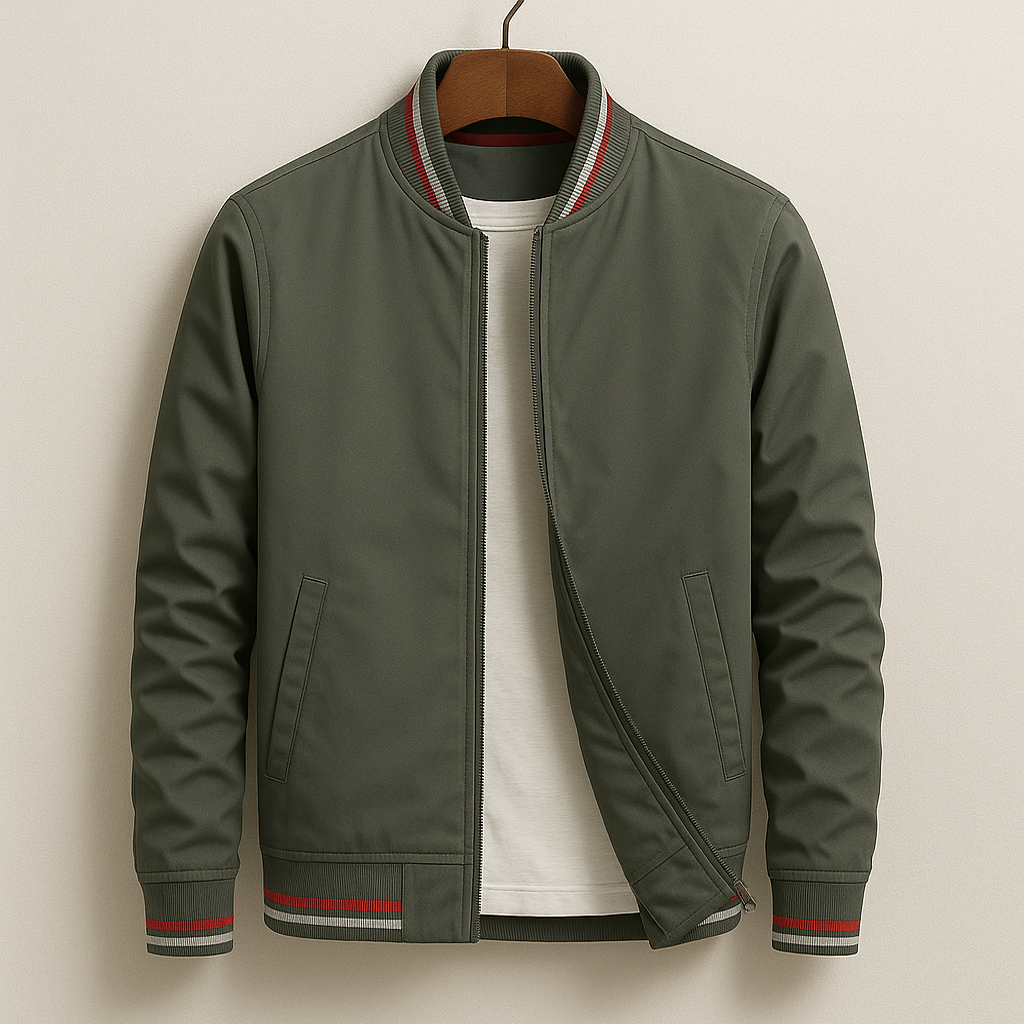 Chaqueta Bomber para Hombre con Ribetes a Rayas-Jackets for men-Casaluzia