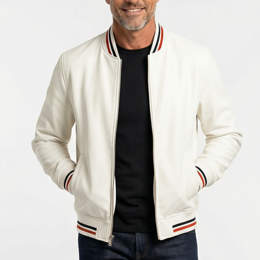Chaqueta Bomber para Hombre con Ribetes a Rayas-Jackets for men-Casaluzia