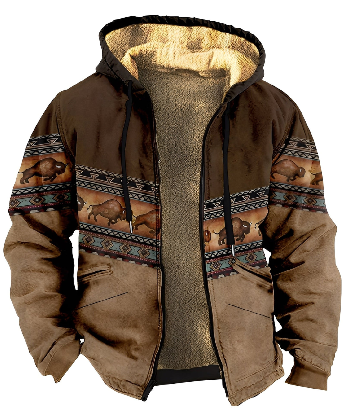 Chaqueta con capucha para hombre con estampado geométrico-Jackets for men-Casaluzia