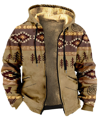Chaqueta con capucha para hombre con estampado geométrico-Jackets for men-Casaluzia