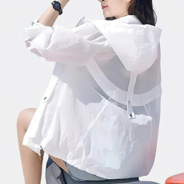 Chaqueta con cremallera y capucha semitransparente para mujer-Jacket for women-Casaluzia