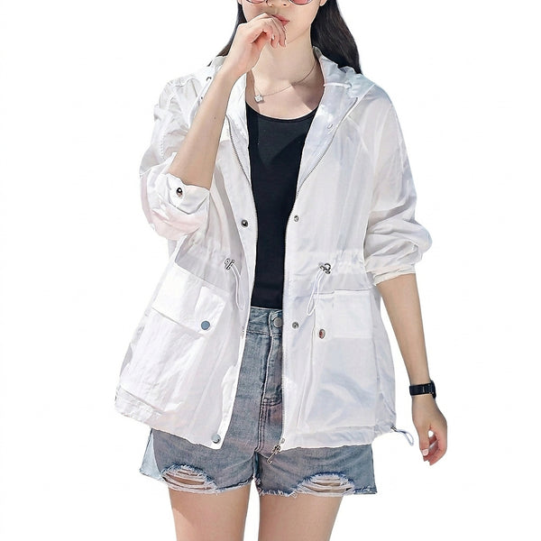 Chaqueta con cremallera y capucha semitransparente para mujer-Jacket for women-Casaluzia