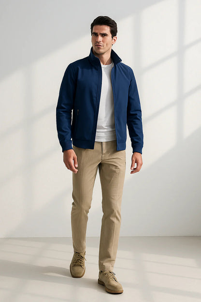 Chaqueta de entretiempo para hombre con cuello alzado y cremallera-Jackets for men-Casaluzia