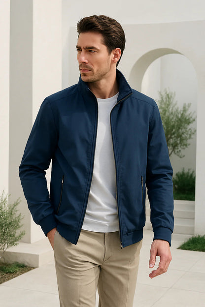 Chaqueta de entretiempo para hombre con cuello alzado y cremallera-Jackets for men-Casaluzia