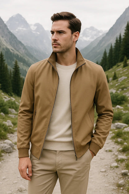 Chaqueta de entretiempo para hombre con cuello alzado y cremallera-Jackets for men-Casaluzia