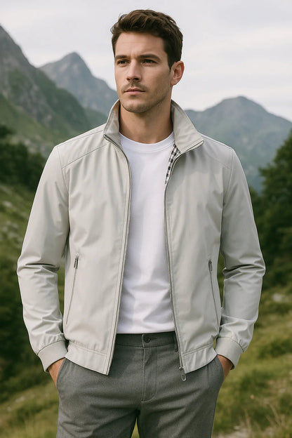 Chaqueta de entretiempo para hombre con cuello alzado y cremallera-Jackets for men-Casaluzia