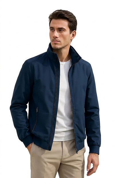 Chaqueta de entretiempo para hombre con cuello alzado y cremallera-Jackets for men-Casaluzia