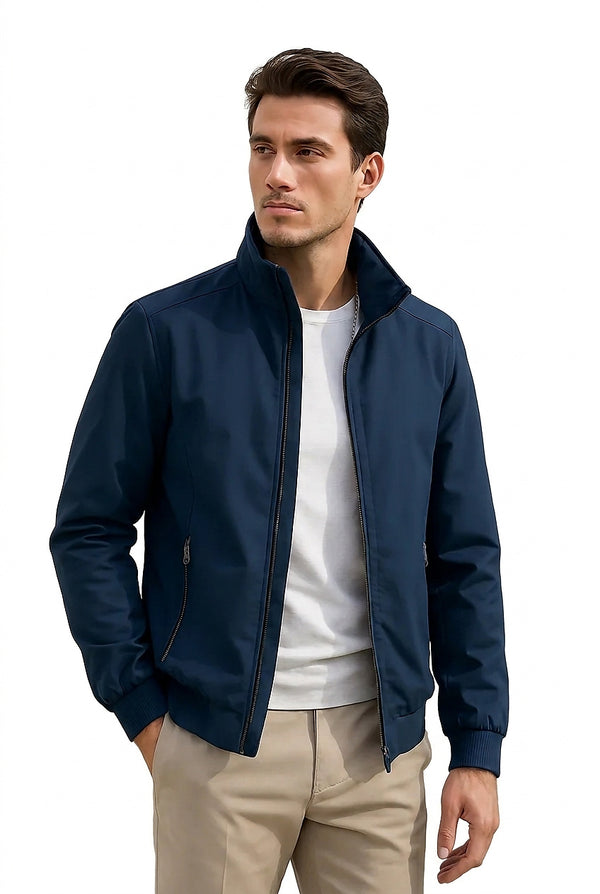 Chaqueta de entretiempo para hombre con cuello alzado y cremallera-Jackets for men-Casaluzia