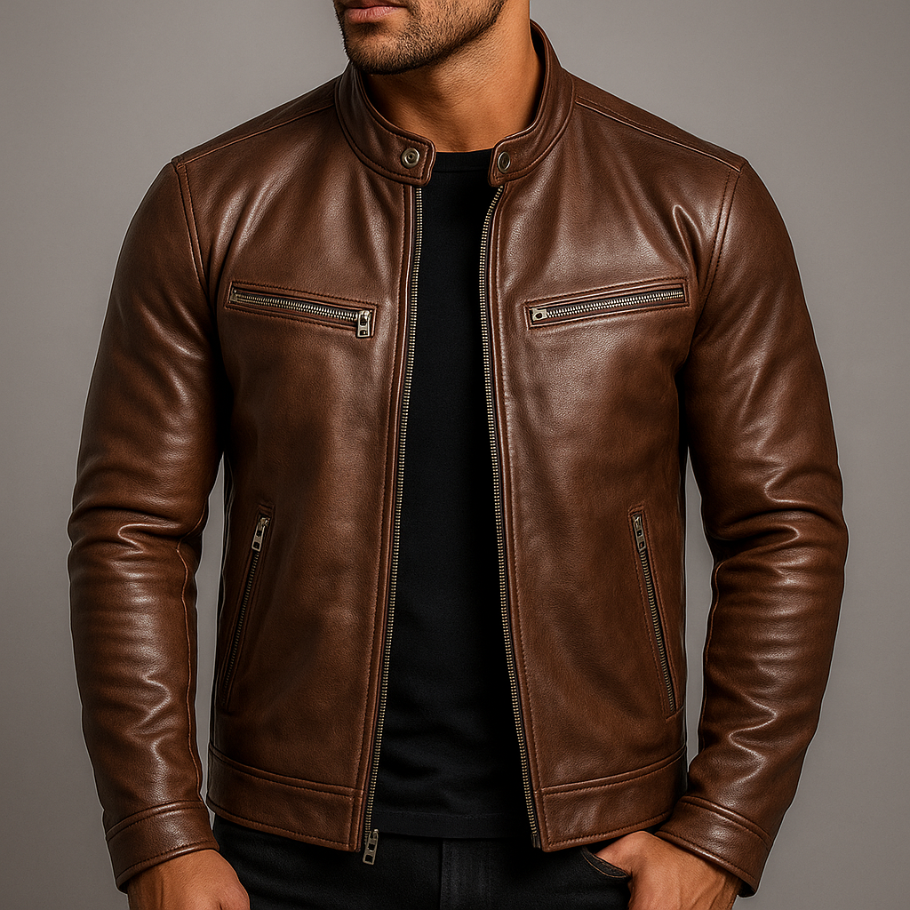 Chaqueta de hombre con cuello alzado y cremallera frontal-Jackets for men-Casaluzia
