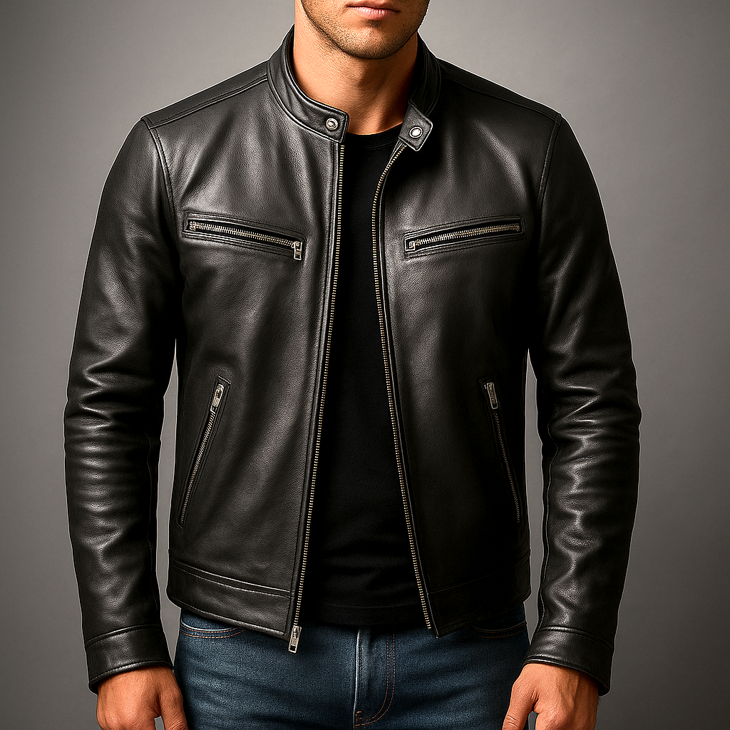 Chaqueta de hombre con cuello alzado y cremallera frontal-Jackets for men-Casaluzia