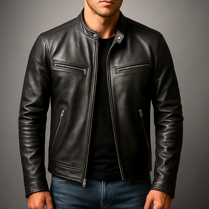 Chaqueta de hombre con cuello alzado y cremallera frontal-Jackets for men-Casaluzia